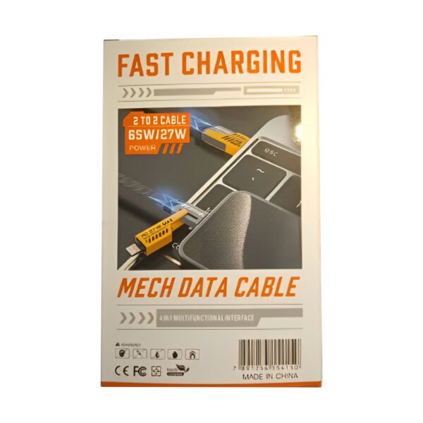 Mech 4 in 1 Data Charging Cable – Fast Charging, Durable, Multi-Device Compatible (1 Piece Pack)